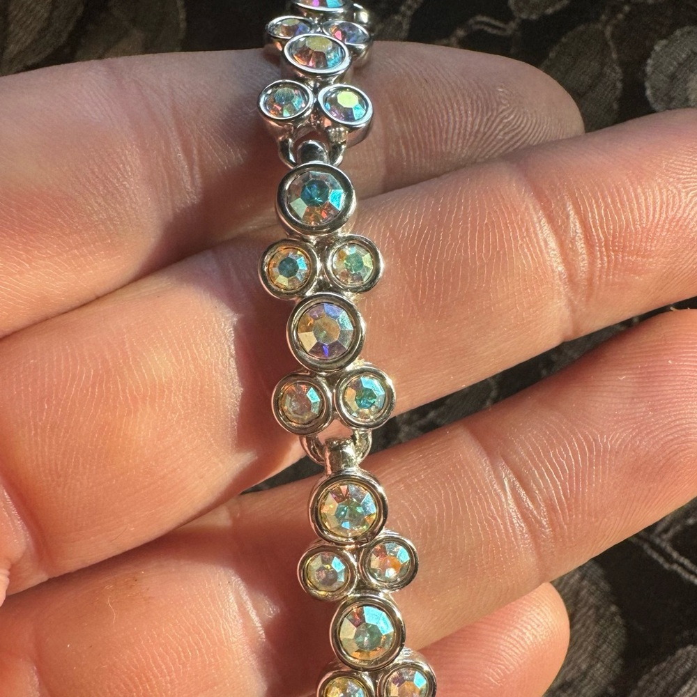 Vintage Swan stamped RARE iridescent Swarovski bracelet